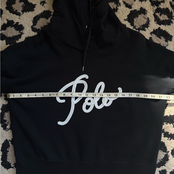 Ralph Lauren Black Hoodie Sweater with White raised Logo - Picture 8 of 10